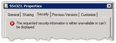 A screenshot of the top part of the properties dialog, showing the Security tab.