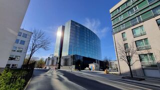 Hilton from the back, and reflected sunshine