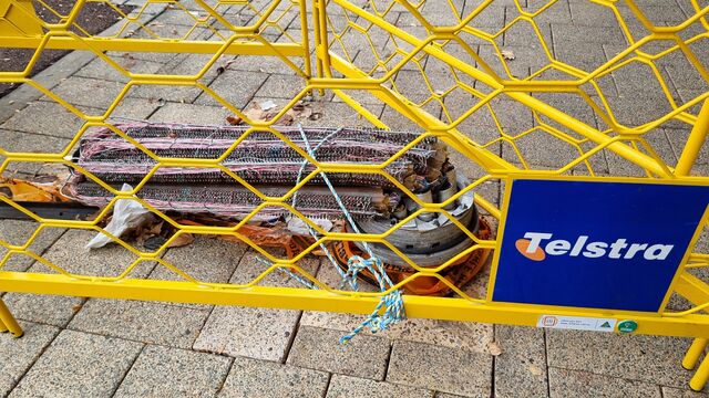 A squashed Telstra junction pillar