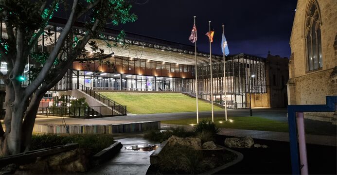 Walyalup civic centre all lit up